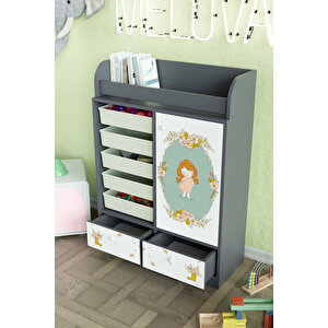Adorable Design "melova" 5 Sepetli 2 Çekmeceli Çok Amaçlı Oyuncak Dolabı