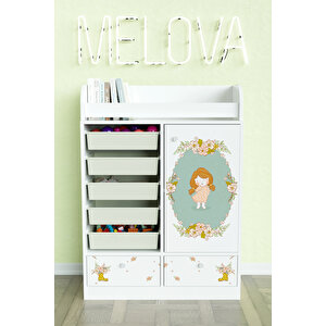 Adorable Design "melova" 5 Sepetli 2 Çekmeceli Çok Amaçlı Oyuncak Dolabı