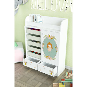 Adorable Design "melova" 5 Sepetli 2 Çekmeceli Çok Amaçlı Oyuncak Dolabı