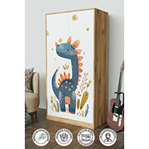 Minik Dino Design "calista" Gardırop 5 Raflı Askılı Çocuk Odasi Elbise Dolabı Ahşap