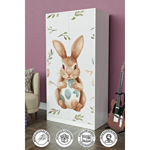 Pretty Rabit Design "calista" Gardırop 5 Raflı Askılı Çocuk Odasi Elbise Dolabı+ Beyaz