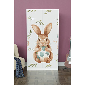 Pretty Rabit Design "calista" Gardırop 5 Raflı Askılı Çocuk Odasi Elbise Dolabı+ Beyaz