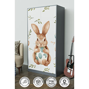 Pretty Rabit Design "calista" Gardırop 5 Raflı Askılı Çocuk Odasi Elbise Dolabı+ Antrasit