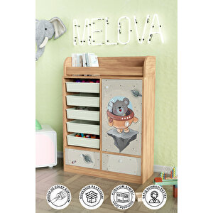 Little Astronaut Design "melova" 5 Sepetli 2 Çekmeceli Çok Amaçlı Oyuncak Dolabı