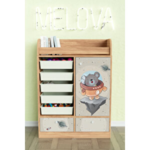 Little Astronaut Design "melova" 5 Sepetli 2 Çekmeceli Çok Amaçlı Oyuncak Dolabı