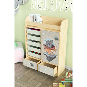 Little Astronaut Design "melova" 5 Sepetli 2 Çekmeceli Çok Amaçlı Oyuncak Dolabı