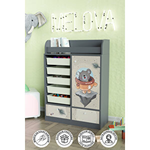 Little Astronaut Design "melova" 5 Sepetli 2 Çekmeceli Çok Amaçlı Oyuncak Dolabı