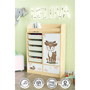 Little Fawn Design "melova" 5 Sepetli 2 Çekmeceli Çok Amaçlı Oyuncak Dolabı