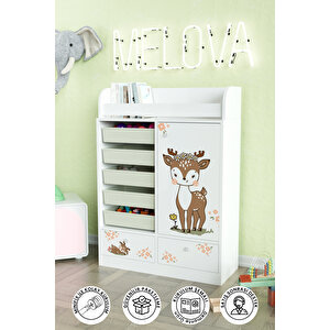 Little Fawn Design "melova" 5 Sepetli 2 Çekmeceli Çok Amaçlı Oyuncak Dolabı
