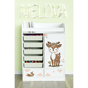 Little Fawn Design "melova" 5 Sepetli 2 Çekmeceli Çok Amaçlı Oyuncak Dolabı