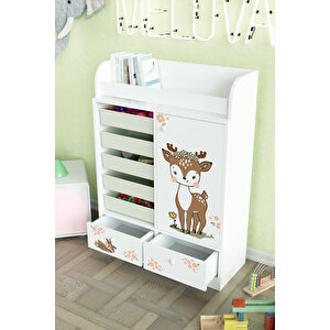 Little Fawn Design "melova" 5 Sepetli 2 Çekmeceli Çok Amaçlı Oyuncak Dolabı