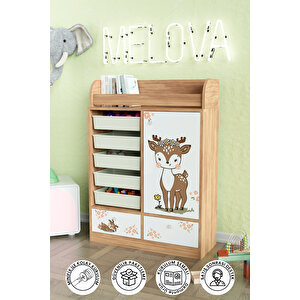 Little Fawn Design "melova" 5 Sepetli 2 Çekmeceli Çok Amaçlı Oyuncak Dolabı Ahşap