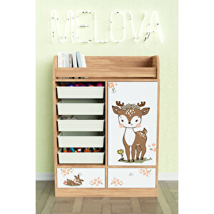 Little Fawn Design "melova" 5 Sepetli 2 Çekmeceli Çok Amaçlı Oyuncak Dolabı Ahşap