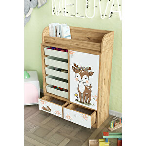Little Fawn Design "melova" 5 Sepetli 2 Çekmeceli Çok Amaçlı Oyuncak Dolabı