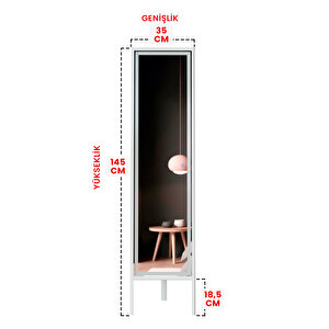 Led Işıklı Boy Aynası Lazer Kumlamalı 145x35 Cm