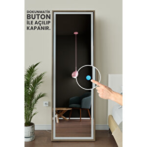 Led Işıklı Boy Aynası Lazer Kumlamalı 60x180 Cm Ahşap
