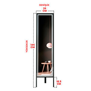 Led Işıklı Boy Aynası Lazer Kumlamalı 145x35 Cm