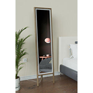 Led Işıklı Boy Aynası Lazer Kumlamalı 145x35 Cm Ahşap