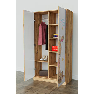 Bay Zürafa Design "calista" Gardırop 5 Raflı Askılı Çocuk Odasi Elbise Dolabı Ahşap