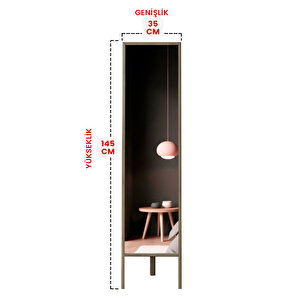 Pvc Çerçeveli Ayakli Boy Aynası 145 X 35 Cm Ahşap