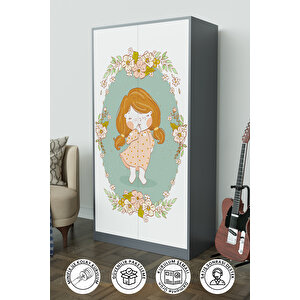 Adorable Design "calista" Gardırop 5 Raflı Askılı Çocuk Odasi Elbise Dolabı Antrasit