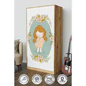 Adorable Design "calista" Gardırop 5 Raflı Askılı Çocuk Odasi Elbise Dolabı Ahşap