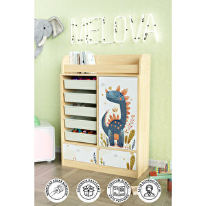 Minik Dino Design "melova" 5 Sepetli 2 Çekmeceli Çok Amaçlı Oyuncak Dolabı