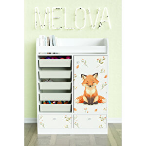 Foxie Design "melova" 5 Sepetli 2 Çekmeceli Çok Amaçlı Oyuncak Dolabı Beyaz