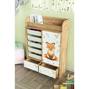 Foxie Design "melova" 5 Sepetli 2 Çekmeceli Çok Amaçlı Oyuncak Dolabı