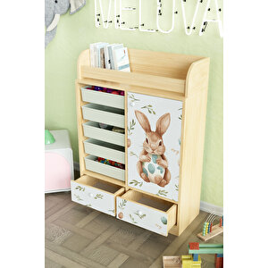 Pretty Rabit Design "melova" 5 Sepetli 2 Çekmeceli Çok Amaçlı Oyuncak Dolabı