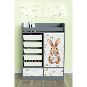 Pretty Rabit Design "melova" 5 Sepetli 2 Çekmeceli Çok Amaçlı Oyuncak Dolabı