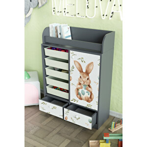 Pretty Rabit Design "melova" 5 Sepetli 2 Çekmeceli Çok Amaçlı Oyuncak Dolabı