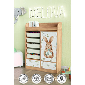 Pretty Rabit Design "melova" 5 Sepetli 2 Çekmeceli Çok Amaçlı Oyuncak Dolabı