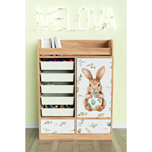 Pretty Rabit Design "melova" 5 Sepetli 2 Çekmeceli Çok Amaçlı Oyuncak Dolabı