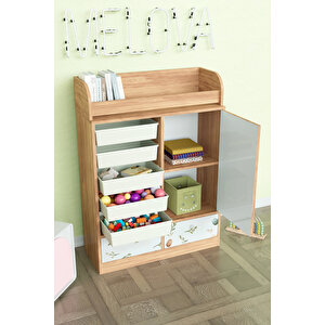 Pretty Rabit Design "melova" 5 Sepetli 2 Çekmeceli Çok Amaçlı Oyuncak Dolabı
