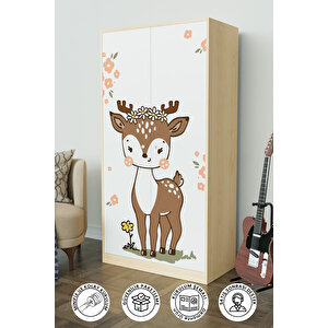 Little Fawn Design "calista" Gardırop 5 Raflı Askılı Çocuk Odasi Elbise Dolabı Akçaağaç