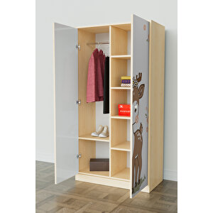 Little Fawn Design "calista" Gardırop 5 Raflı Askılı Çocuk Odasi Elbise Dolabı Akçaağaç