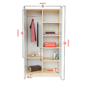 Little Fawn Design "calista" Gardırop 5 Raflı Askılı Çocuk Odasi Elbise Dolabı