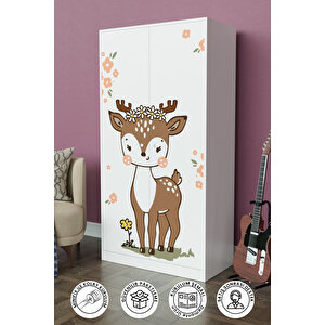 Little Fawn Design "calista" Gardırop 5 Raflı Askılı Çocuk Odasi Elbise Dolabı Beyaz