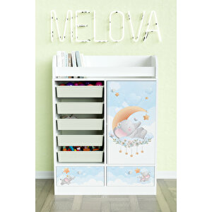 Minik Rüyacı Design "melova" 5 Sepetli 2 Çekmeceli Çok Amaçlı Oyuncak Dolabı Beyaz