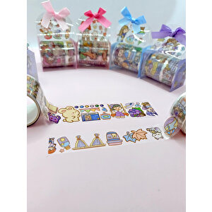 Fiyonk Çantalı Süslü Kız Şeffaf Desenli Bant - Mor