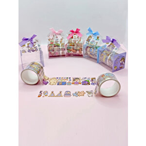 Fiyonk Çantalı Süslü Kız Şeffaf Desenli Bant - Mor