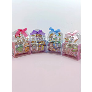 Fiyonk Çantalı Süslü Kız Şeffaf Desenli Bant - Mor