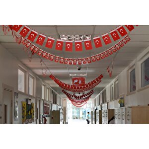 Büyük Ipli Türk Bayrağı Kağıt İpli Bayrak - 1 Adet