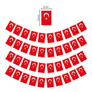 Küçük Ipli Türk Bayrağı Kağıt İpli Bayrak - 1 Adet
