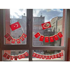Orta Ipli Türk Bayrağı Kağıt İpli Bayrak - 1 Adet
