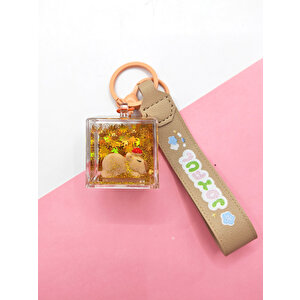 Capybara Anahtarlık Kapibara Sulu Pullu Küp Anahtarlık -uykucu