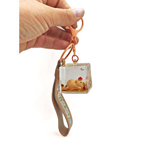 Capybara Anahtarlık Kapibara Sulu Pullu Küp Anahtarlık -uykucu