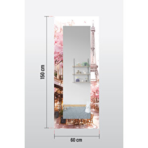 Eiffel Tower Desenli Dekoratif Boy Aynası 150x60 Cm