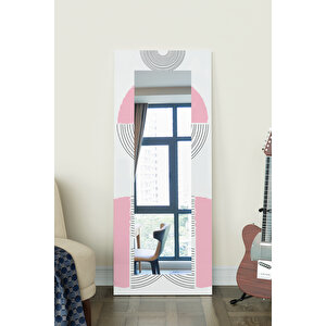 Pink Desenli Dekoratif Boy Aynası 150x60 Cm